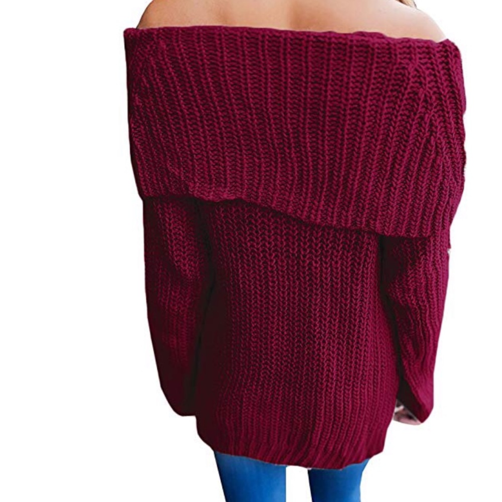 Beautiful women off shoulder knit sweater top - Picture 4 of 6